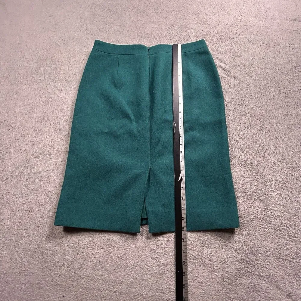 J.Crew No. 2 Pencil Skirt Womens 4 Green 100% Wool Classic Preppy Office Career